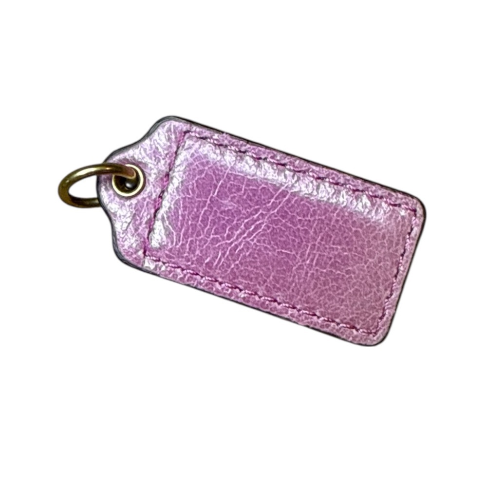 Coach Metallic purple Leather Key Tag / Bag Charm keychain - Picture 2 of 5